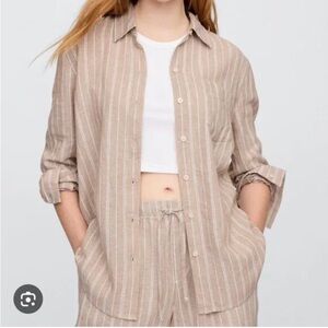 Women’s GAP Easy Shirt in Khaki stripe